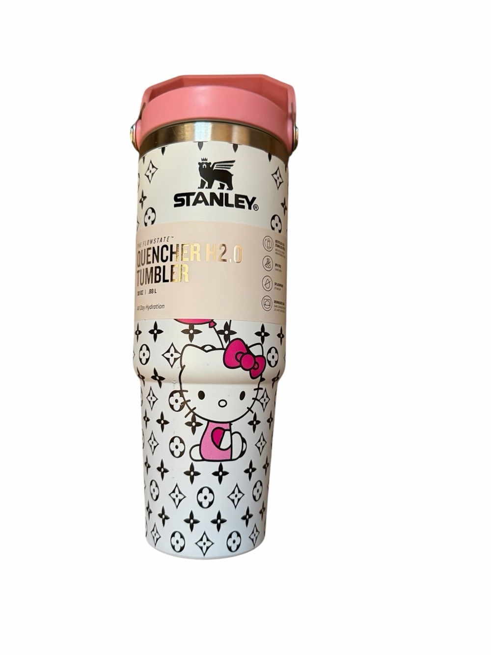 Stanley White & Pink Hello Kitty Patterned Quencher Tumbler 30 ounce